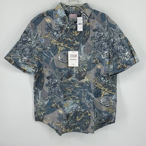 NWT Reyn Spooner Marvel Avengers Assemble Camp Button Up S/S Shirt Mens 2XL Dad - Picture 1 of 12